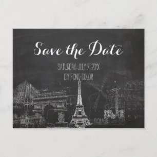 PixDezines/Save Date/Chalkboard/Paris Sketched Announcement Postcard