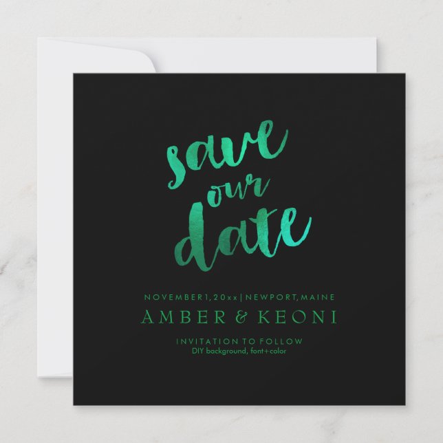 PixDezines Save Date/Emerald Green/DIY Background The Date (Front)