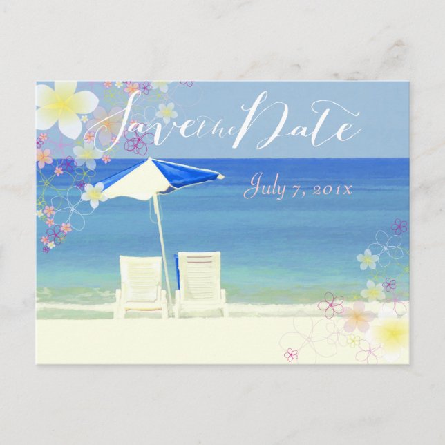 PixDezines/save date/hula dream/beach Announcement Postcard (Front)