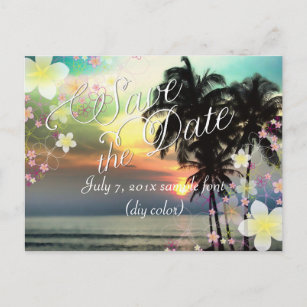 PixDezines/save date/hula dream/fantasy sunset Announcement Postcard