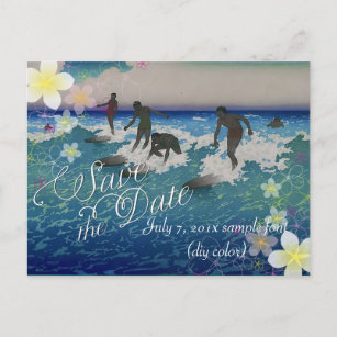 PixDezines/save date/hula dream/vintage surfers Announcement Postcard