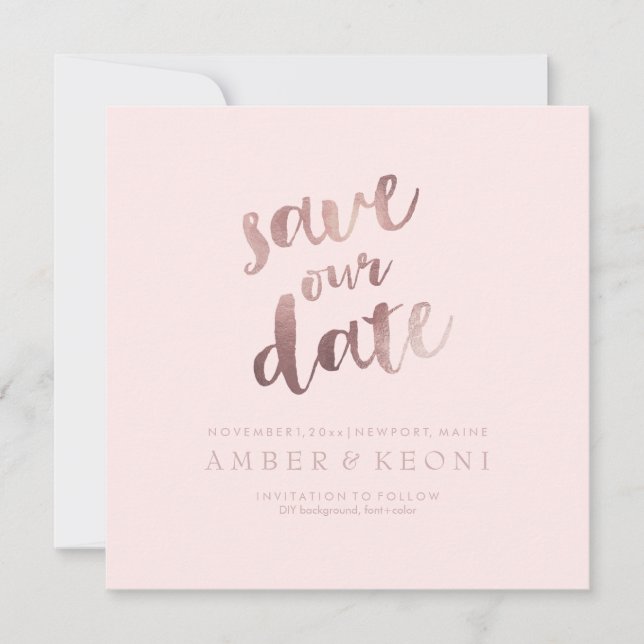 PixDezines Save Date/Rose Gold/DIY Background The Date (Front)