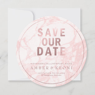 PixDezines Save Date/Rose Gold/Pink Marble The Date