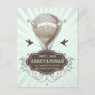 PixDezines/save date/vintage hot air balloon Announcement Postcard