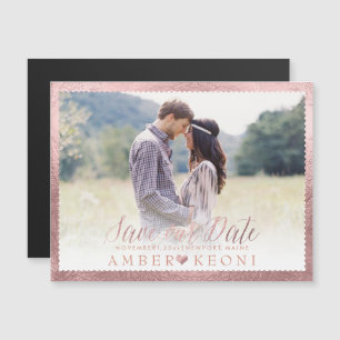 PixDezines Save Our Date/Faux Rose Gold Magnetic Invitation