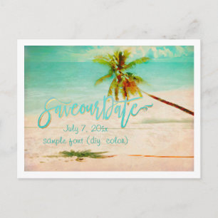 PixDezines/save our date/vintage tropical beach Announcement Postcard