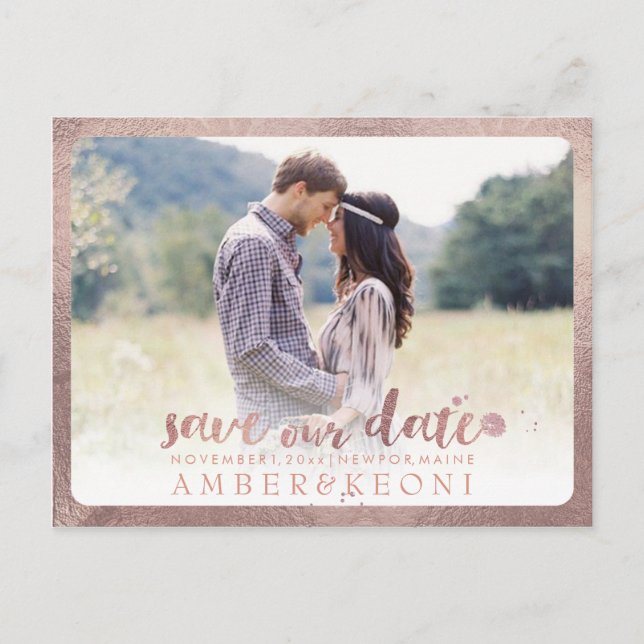 PixDezines Save the Date/Brush Script Announcement Postcard (Front)