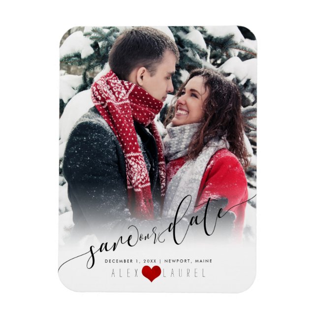 PixDezines Save the Date/Fancy Script Magnet (Vertical)