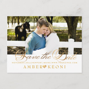 PixDezines Save the Date/Faux Gold/Fancy Script Announcement Postcard