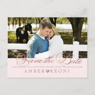PixDezines Save the Date/Faux Rose Gold/Fun Script Announcement Postcard