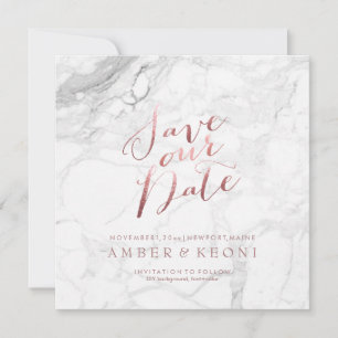 PixDezines Save the Date Faux Rose Gold+Marble