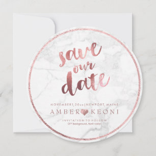 PixDezines Save the Date Faux Rose Gold+Marble