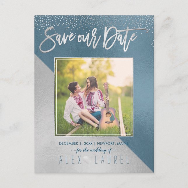 PixDezines Save the Date/Modern DIY Colours Announcement Postcard (Front)