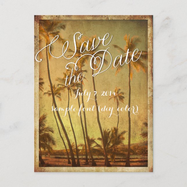 PixDezines/save the date/vintage hawaii Announcement Postcard (Front)