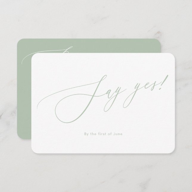 PixDezines Say Yes minimalist Luxe Calligraphy RSVP Card (Front/Back)