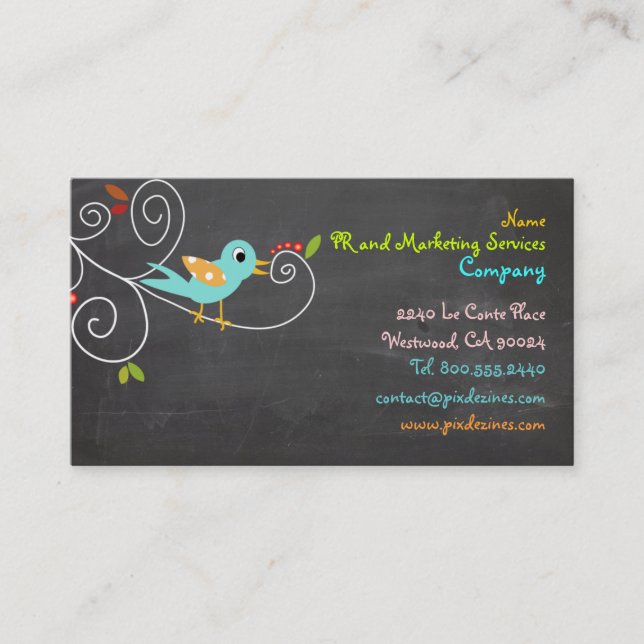 PixDezines SEO/blue bird/DIY background colour Business Card (Front)