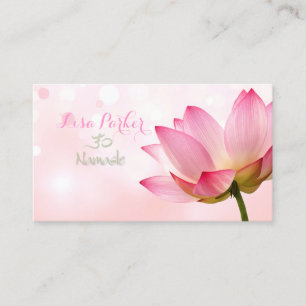 PixDezines serenity pink lotus, Om yoga, healers Business Card