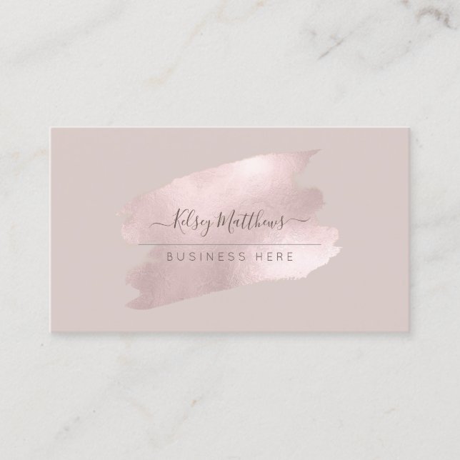 PixDezines Shimmering Blush Pink H2 Brush Stroke Business Card (Front)