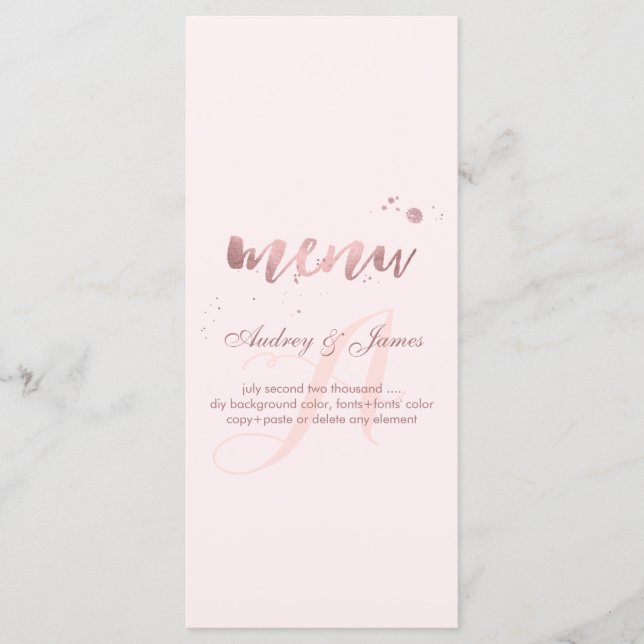 PixDezines Shine Menu/Faux Rose Gold/Fancy Script Menu (Front)