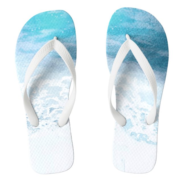 PixDezines Shoreline Aqua Blue Thongs (Footbed)