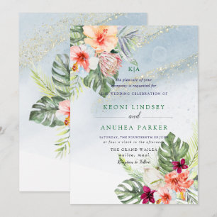 PixDezines Shorline Tropical Paradise Botanical Invitation