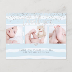 PixDezines Shower Thank You/Dazzled Powder Blue Postcard