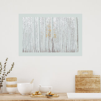 PixDezines Silver Birch Forest DIY Border Colour Poster