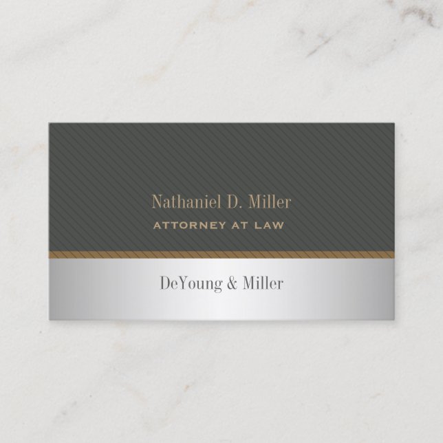 PixDezines Silver+Grey Pinstripes accent Business Card (Front)