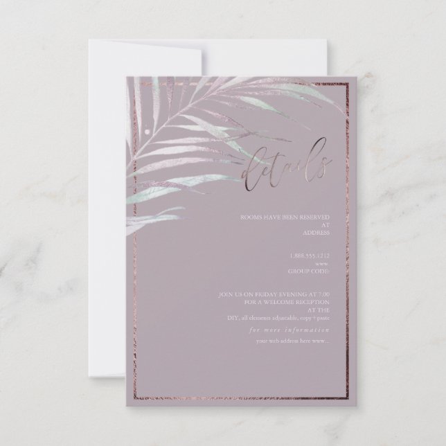 PixDezines Silver Mauve Palm Details Cards (Front)