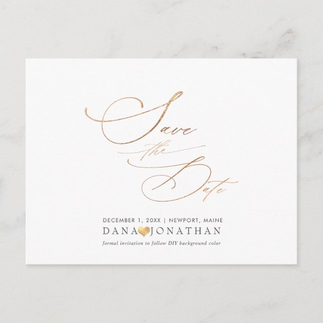 PixDezines Simple Elegant Faux Gold Luxe Script Postcard (Front)