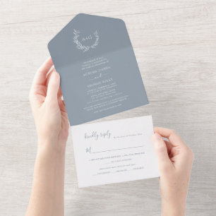 PixDezines Simple Wreath DIY Dusty Blue All In One Invitation