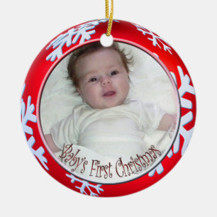 PixDezines Snowflakes Baby's First Christmas Ceramic Tree Decoration