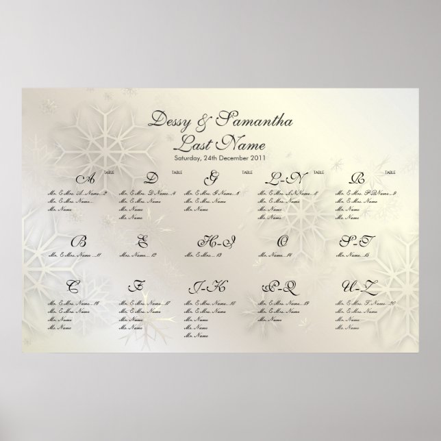 PixDezines Snowflakes, seating chart by Alpha (Front)