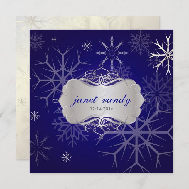 PixDezines SNOWFLAKES/WINTER WEDDING/DIY INDIGO Invitation (Front/Back)
