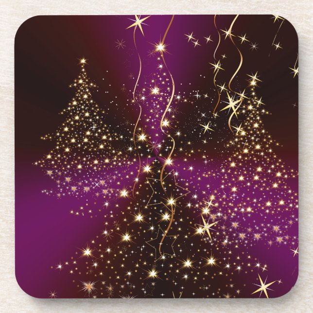 PixDezines Sparkling Christmas Trees Coaster (Front)