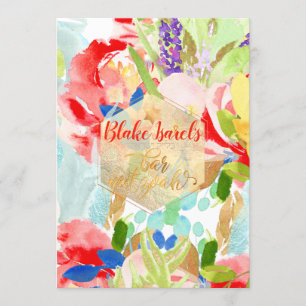 PixDezines Spring Watercolor Flowers Bar Mitzvah Invitation