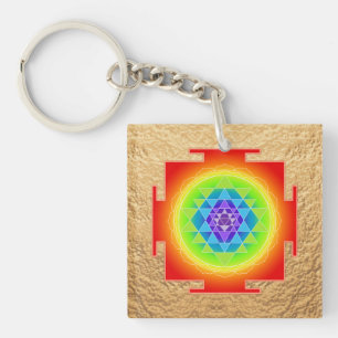 PixDezines Sri Yantra, chakra Clearing colourful Key Ring