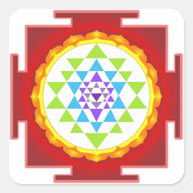 PixDezines Sri Yantra/Chakra Clearing/Focus Point Square Sticker (Front)
