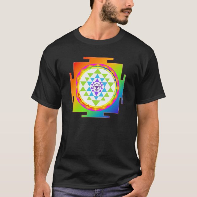 PixDezines sri yantra/chakra clearing/rainbow T-Shirt (Front)