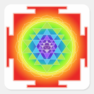 PixDezines Sri Yantra/Chakra/Meditation/Rainbow Square Sticker