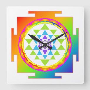 PixDezines Sri Yantra/Chakra/Rainbow Square Wall Clock