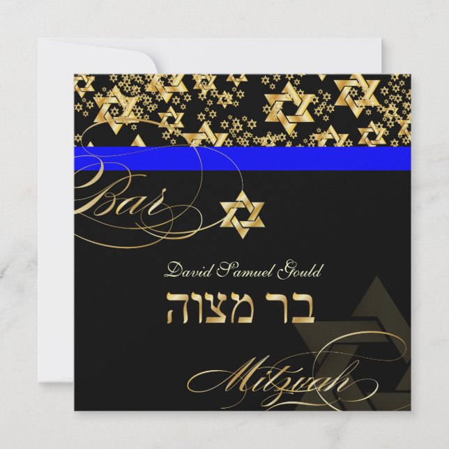 PixDezines Star of David, Bar Mitzvah Invitation (Front)