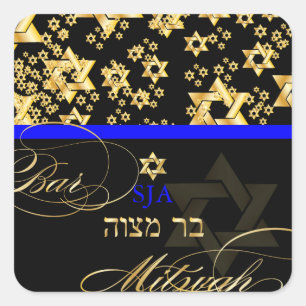 PixDezines Star of David/Bar Mitzvah Square Sticker