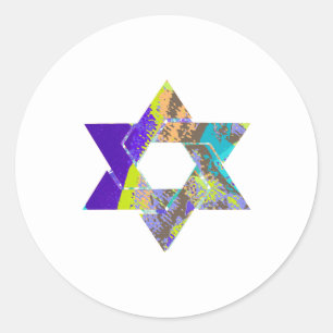 PixDezines star of david/grunge/DIY background Classic Round Sticker