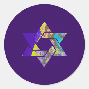 PixDezines star of david/grunge/DIY background Classic Round Sticker