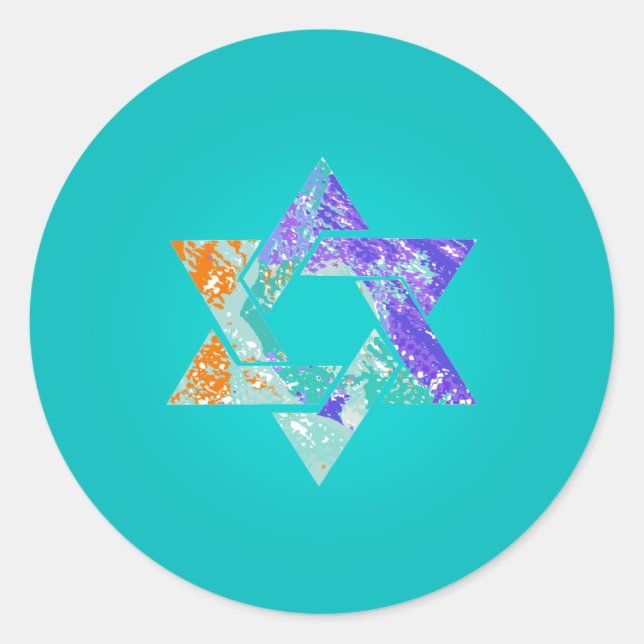 PixDezines star of david/grunge/DIY background Classic Round Sticker (Front)