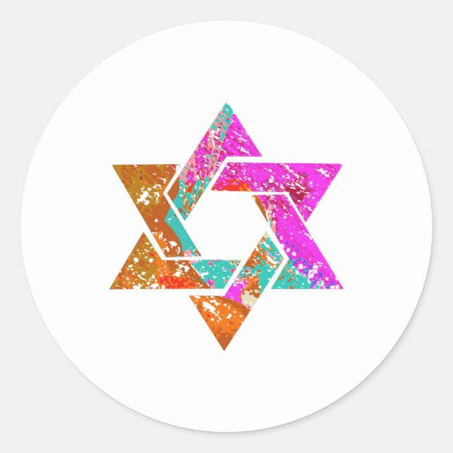PixDezines star of david/grunge/DIY background Classic Round Sticker (Front)