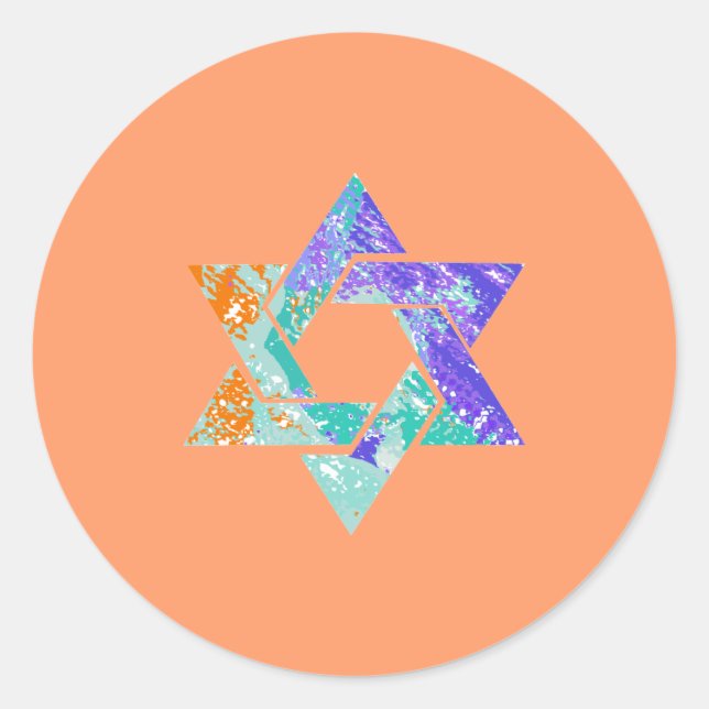 PixDezines star of david/grunge/DIY background Classic Round Sticker (Front)