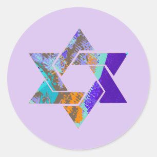 PixDezines star of david/grunge/DIY background Classic Round Sticker