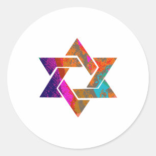 PixDezines star of david/grunge/DIY background Classic Round Sticker